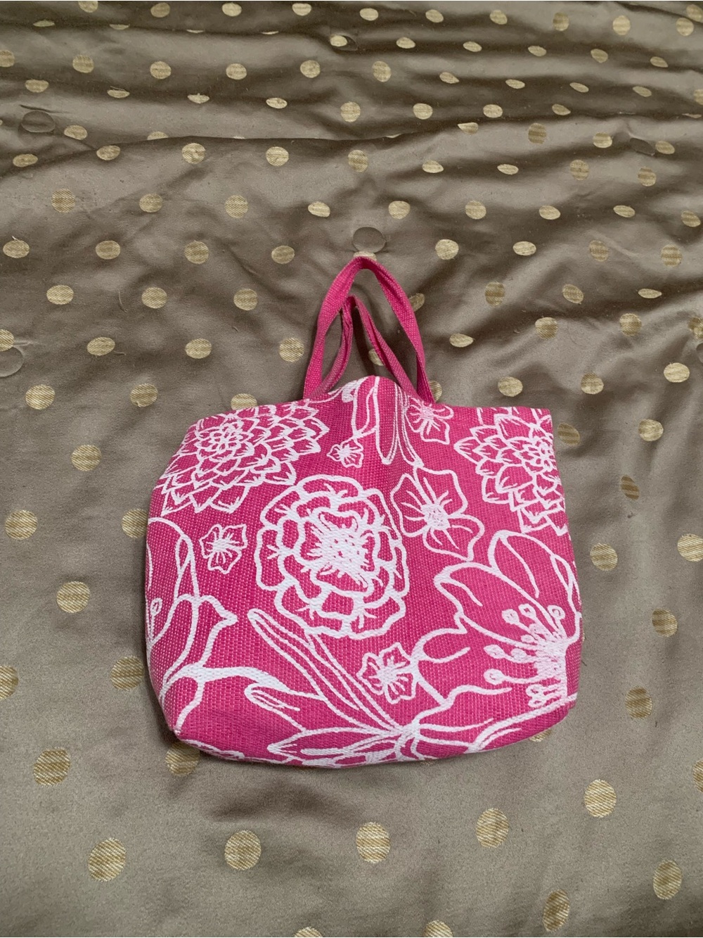 Pink Floral Canvas Tote Bag